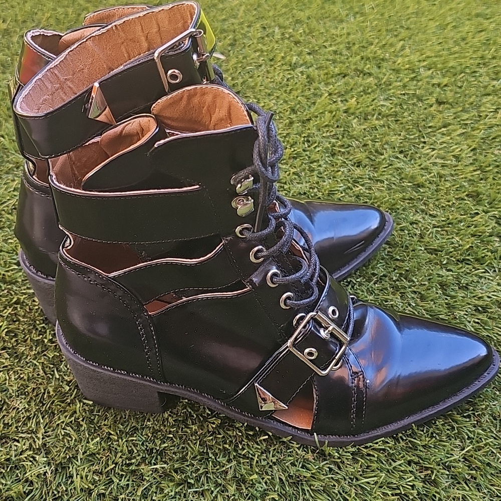 Elegant Black Lace-Up Boots